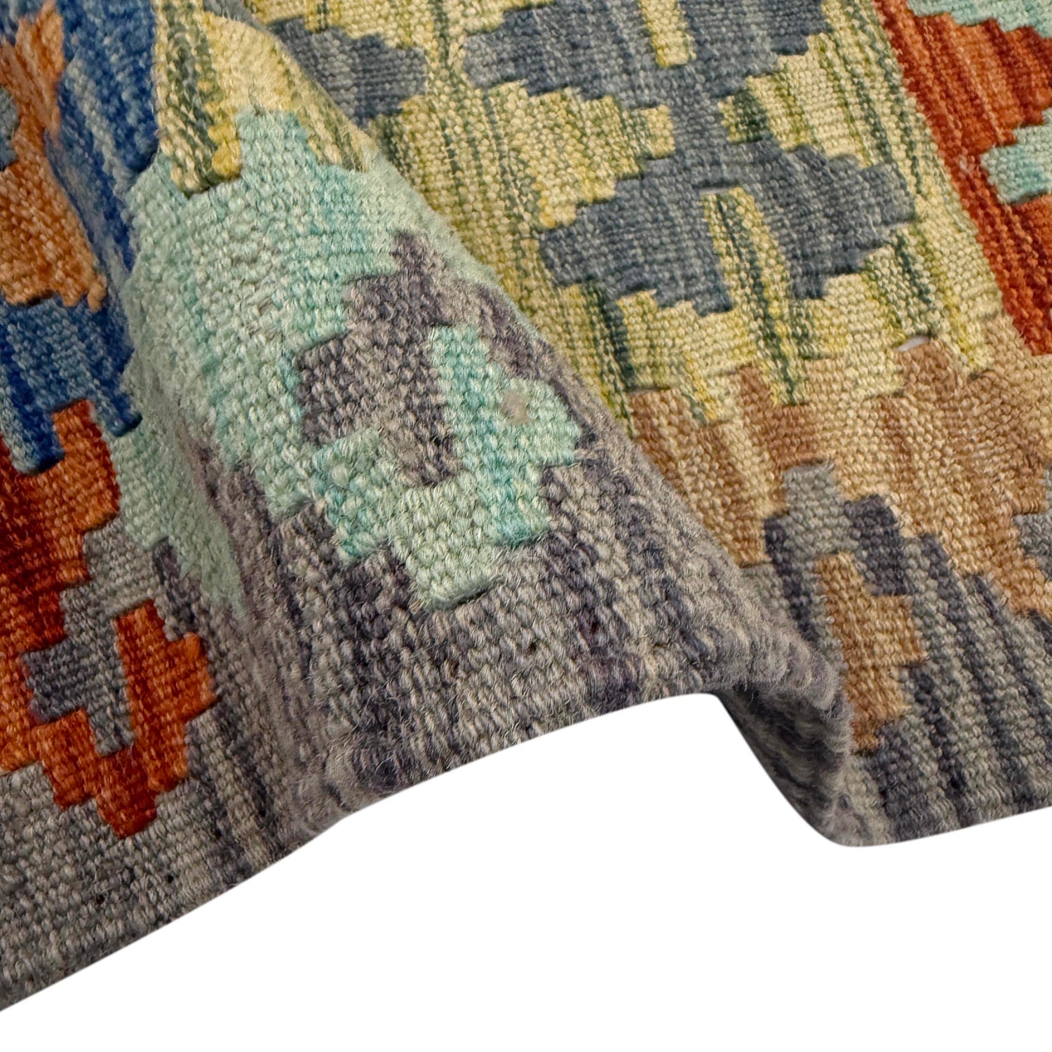 Handmade Afghan Vegetable Kilim 6' 3" x 7' 7" ft / 190 x 230 cm - No. Y39474