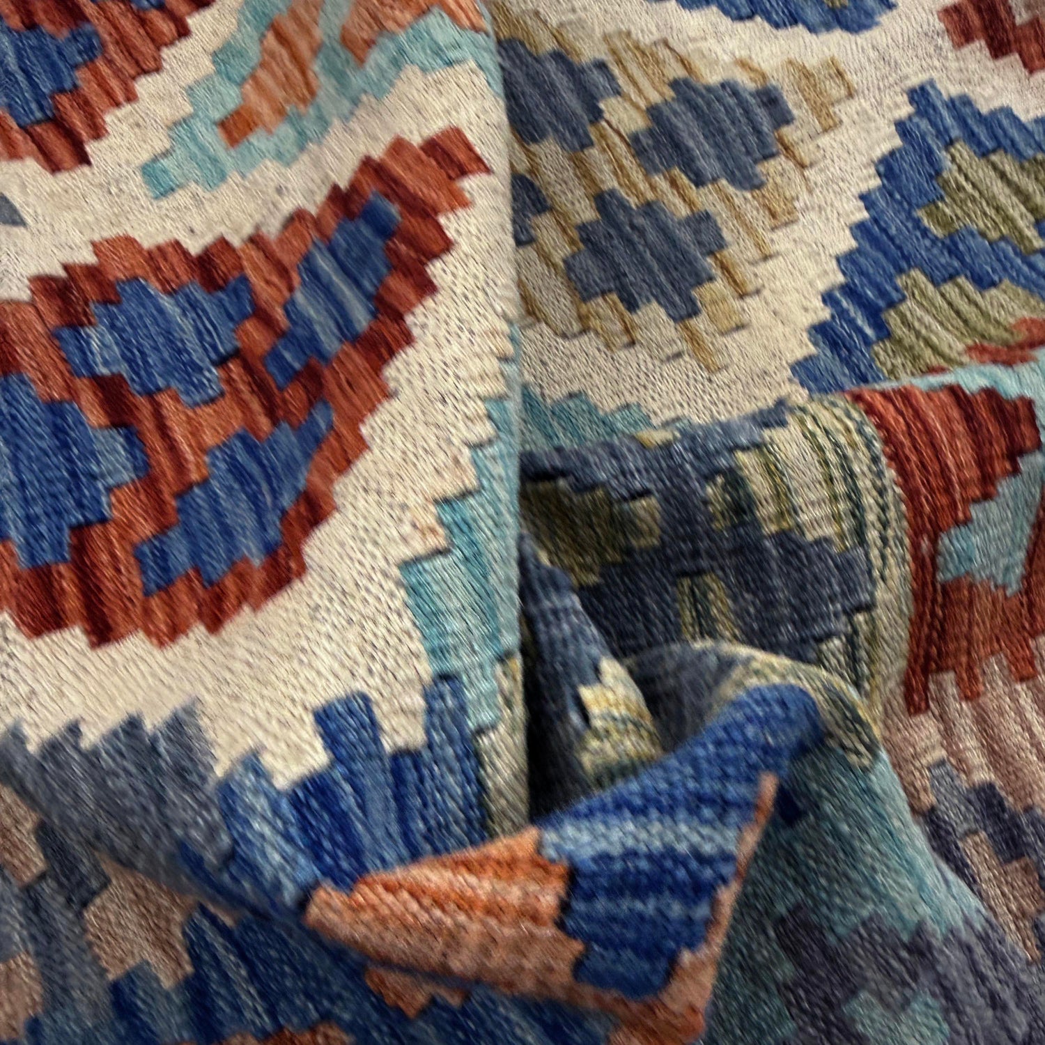 Handmade Afghan Vegetable Kilim 6' 3" x 7' 7" ft / 190 x 230 cm - No. Y39474