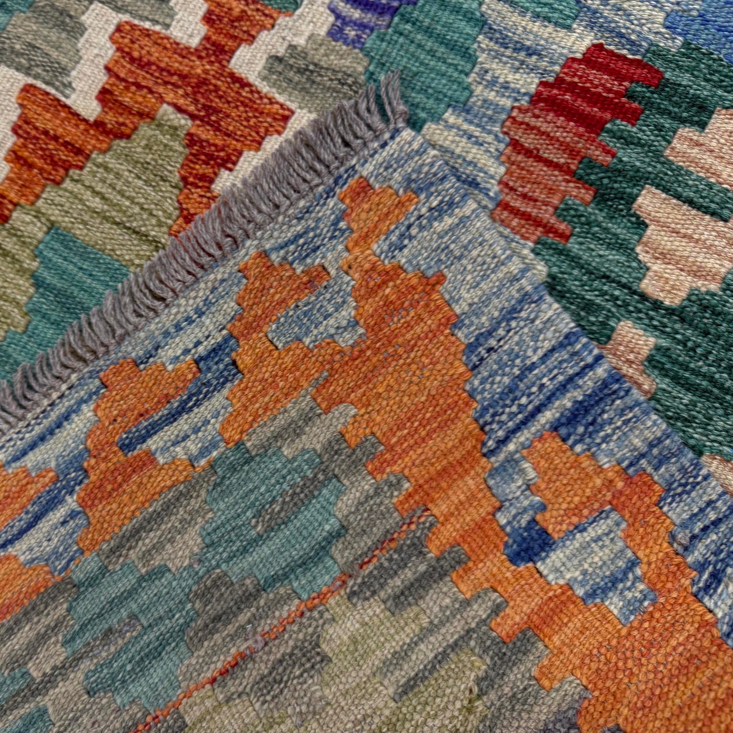 Hand Made Afghan Kilim 5' 10" x 8' 2" ft / 178 x 249 cm - No. Y39475