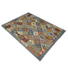Multi Color ful Flat-Weave Wool Kilim 5' 8" x 8' 5" ft / 173 x 257 cm - No. Y39476