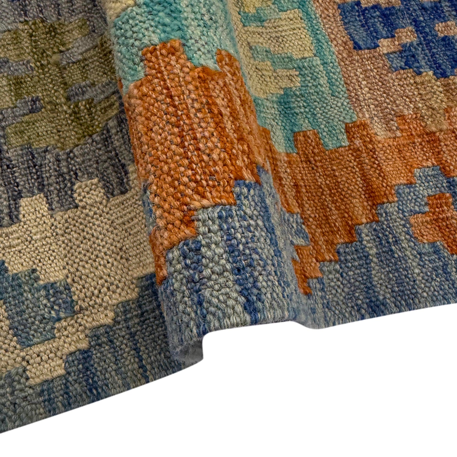Multi Color ful Flat-Weave Wool Kilim 5' 8" x 8' 5" ft / 173 x 257 cm - No. Y39476