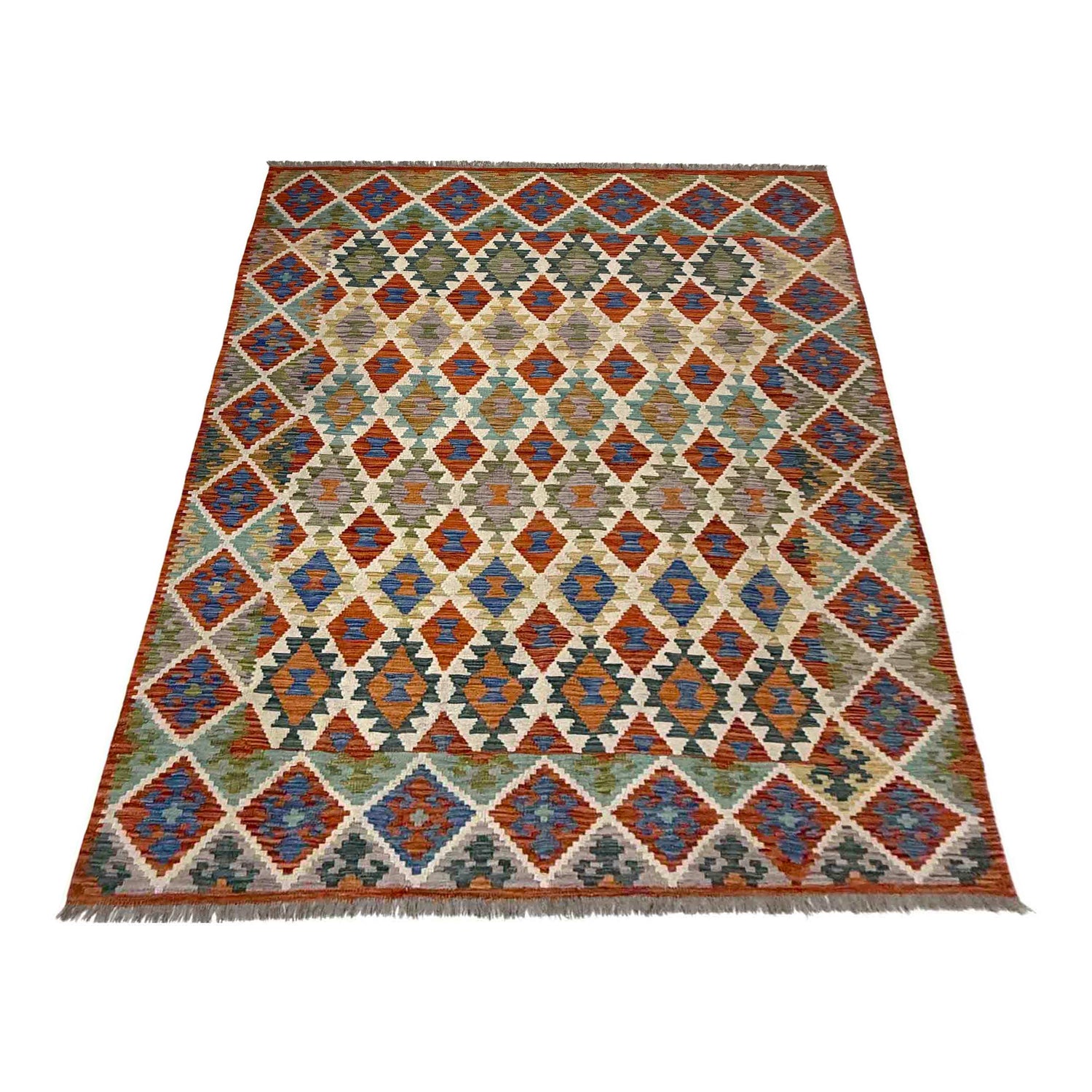 Handmade Vegetable Kilim 5' 11" x 8' 2" ft / 181 x 248 cm - No. Y39477