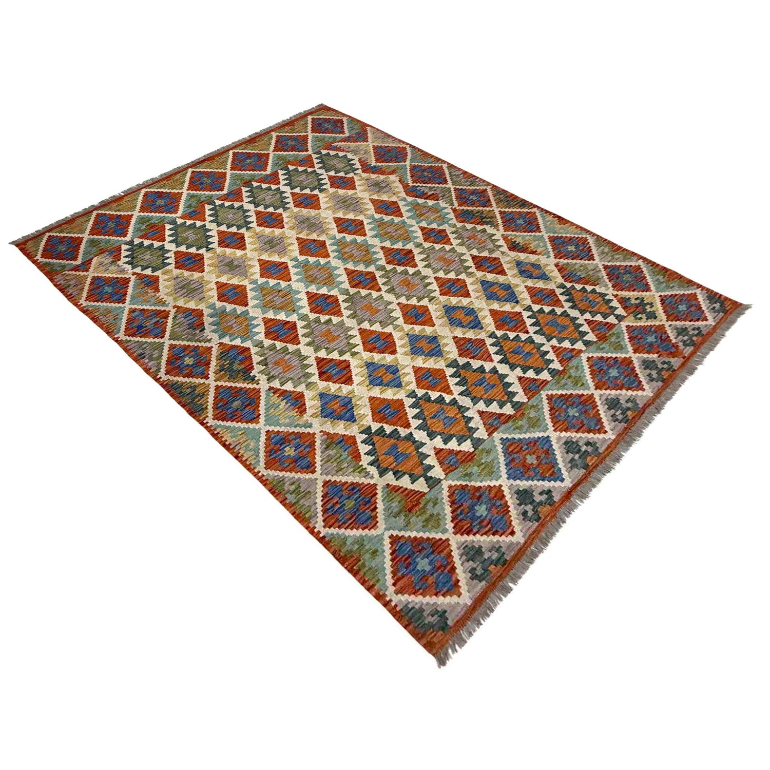Handmade Vegetable Kilim 5' 11" x 8' 2" ft / 181 x 248 cm - No. Y39477