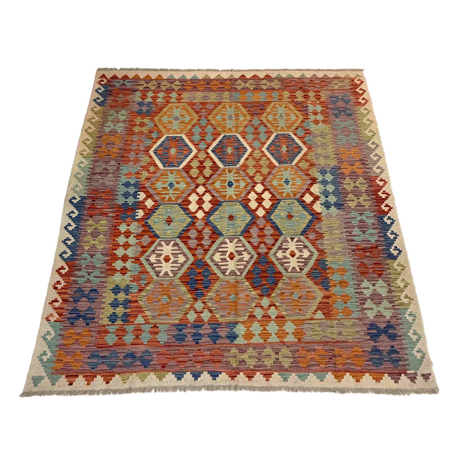 Handmade Vegetable Kelim 5' 9" x 8' 2" ft / 176 x 249 cm - No. Y39478