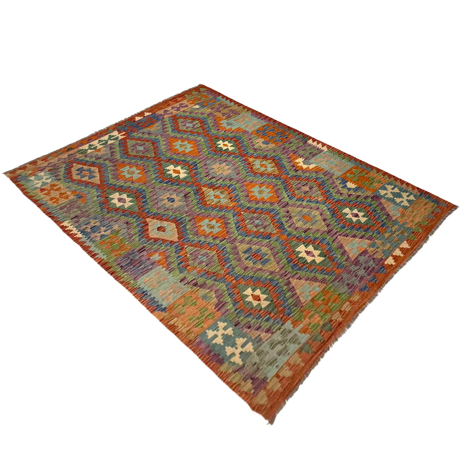 Hand Woven Wool Kelim 5' 9" x 8' 1" ft / 176 x 246 cm - No. Y39480
