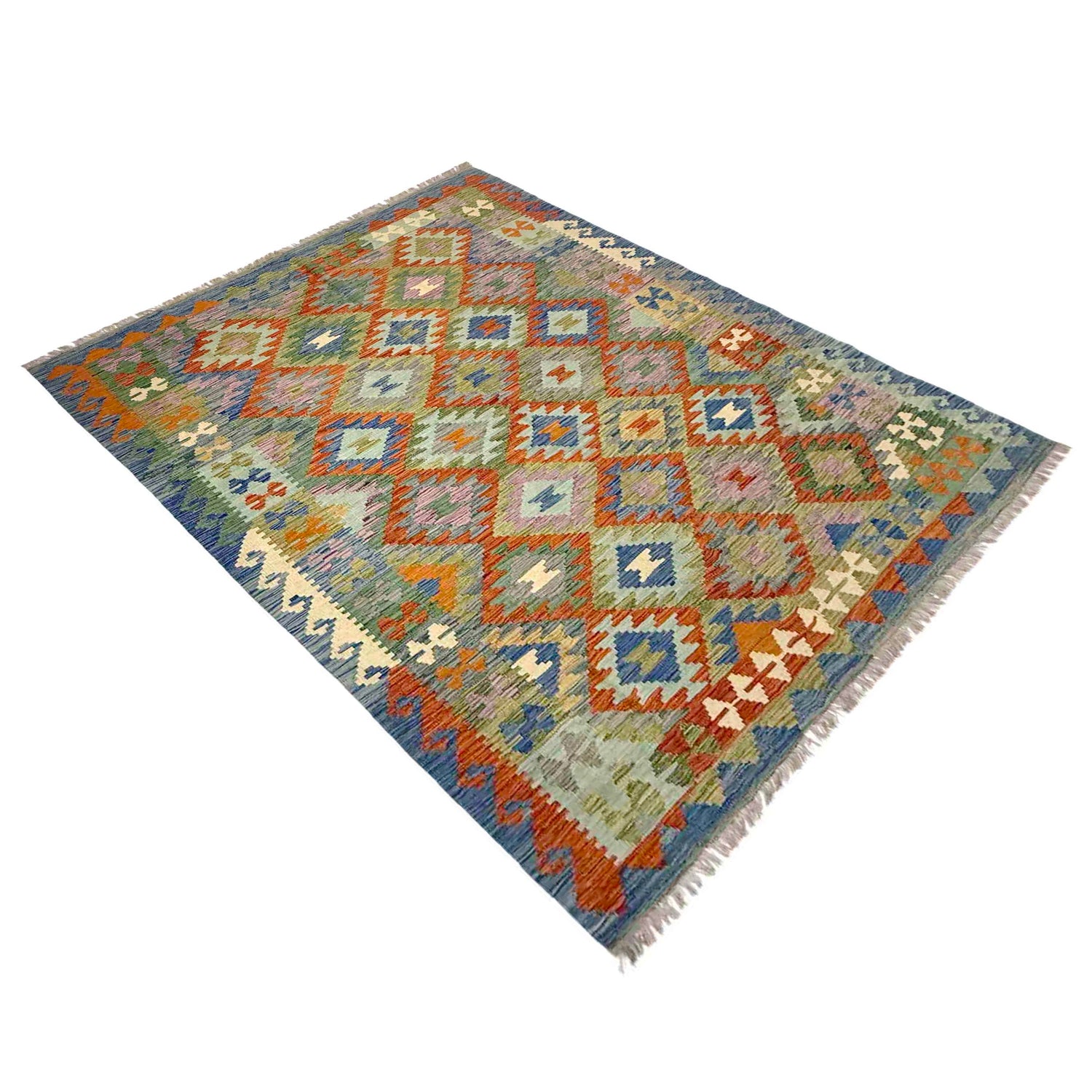 Handmade Turkish Design Wool Kilim 5' 8" x 7' 11" ft / 172 x 242 cm - No. Y39481