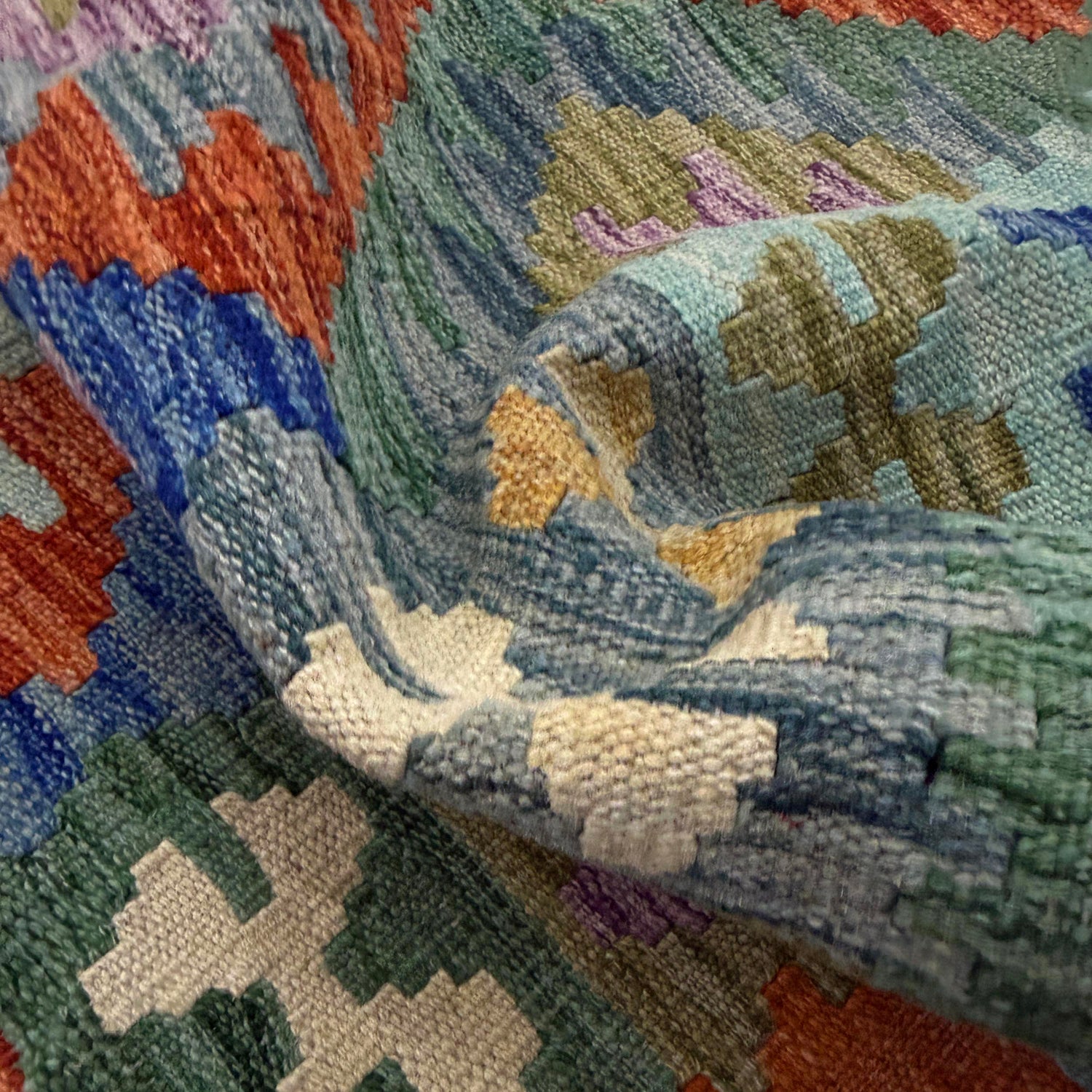 Handmade Turkish Design Wool Kilim 5' 8" x 7' 11" ft / 172 x 242 cm - No. Y39481