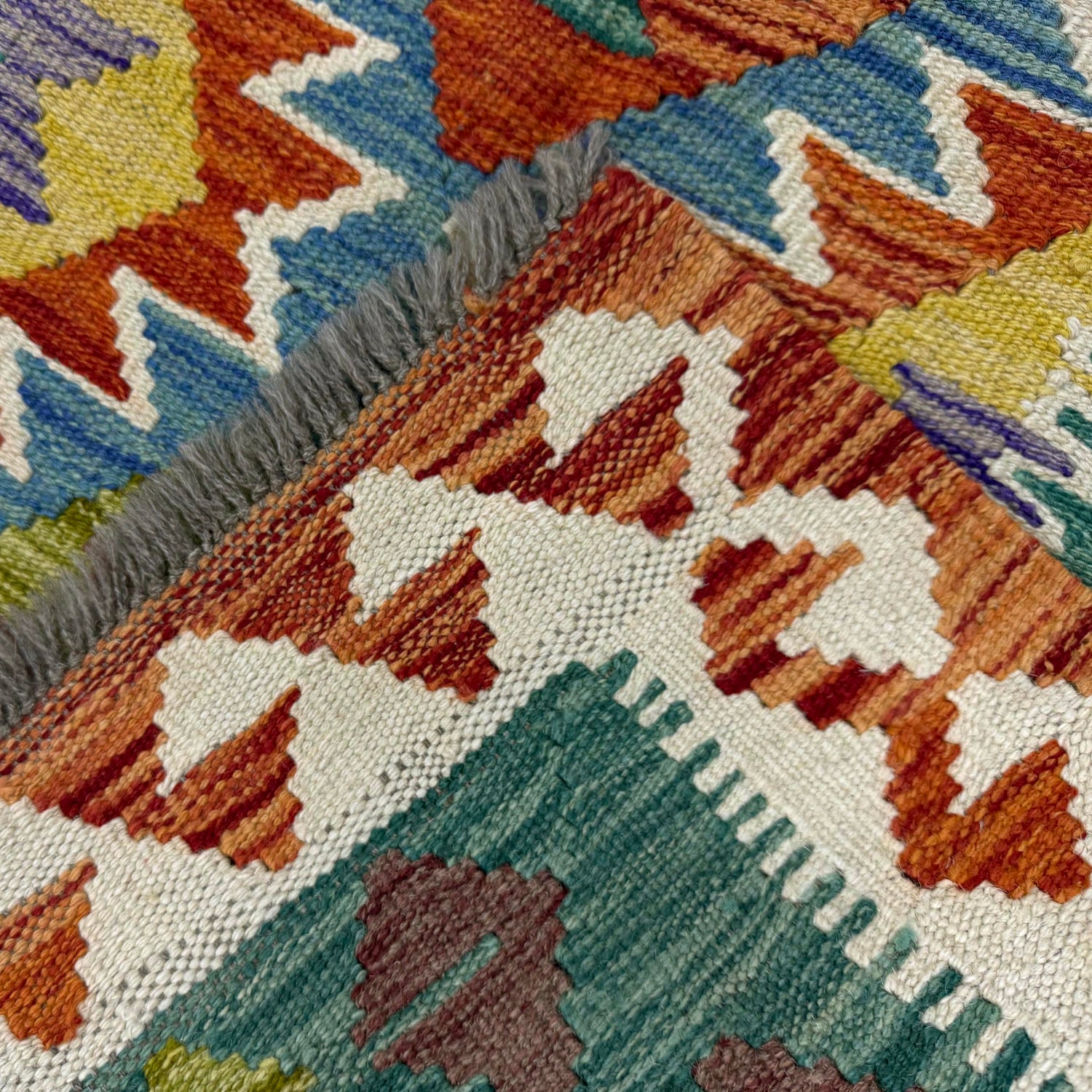 Handmade Afghan Vegetable Kilim 4' 1" x 6' 5" ft / 125 x 196 cm - No. Y39484