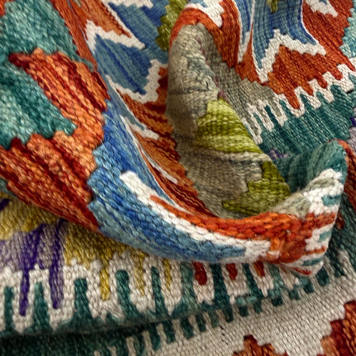 Handmade Afghan Vegetable Kilim 4' 1" x 6' 5" ft / 125 x 196 cm - No. Y39484