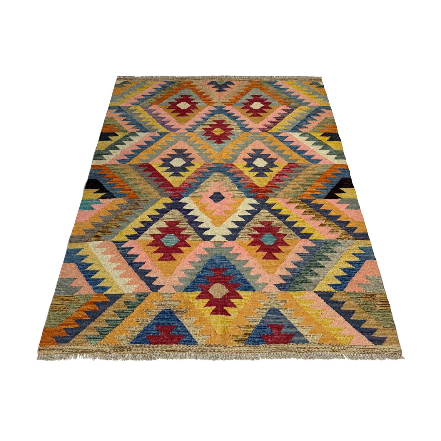 Hand Made Afghan Kilim 4' 3" x 6' 0" ft / 130 x 184 cm - No. Y39485
