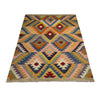 Multi Color ful Flat-Weave Wool Kilim 4' 3" x 5' 11" ft / 130 x 180 cm - No. Y39486