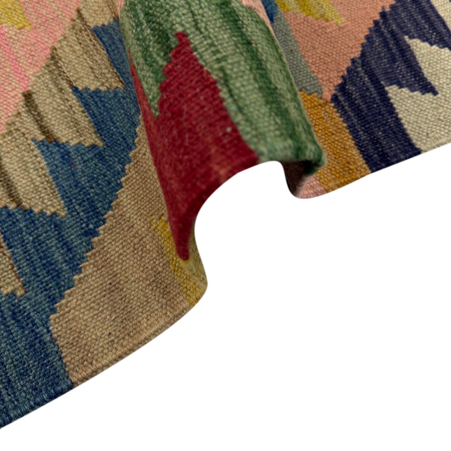 Multi Color ful Flat-Weave Wool Kilim 4' 3" x 5' 11" ft / 130 x 180 cm - No. Y39486