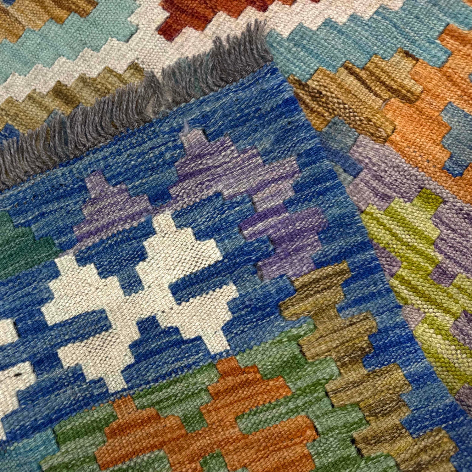 Handmade Afghan Vegetable Kilim 4' 2" x 6' 4" ft / 126 x 193 cm - No. Y39490