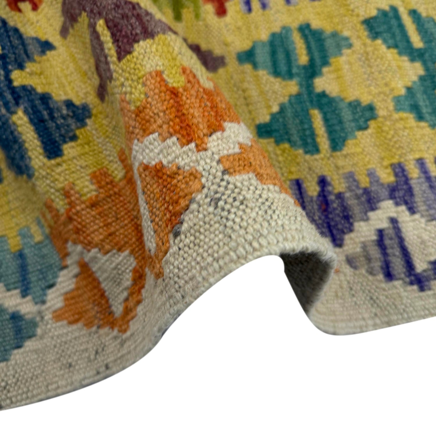 Hand Knotted Afghan Style Kilim 4' 2" x 6' 11" ft / 127 x 210 cm - No. Y39491