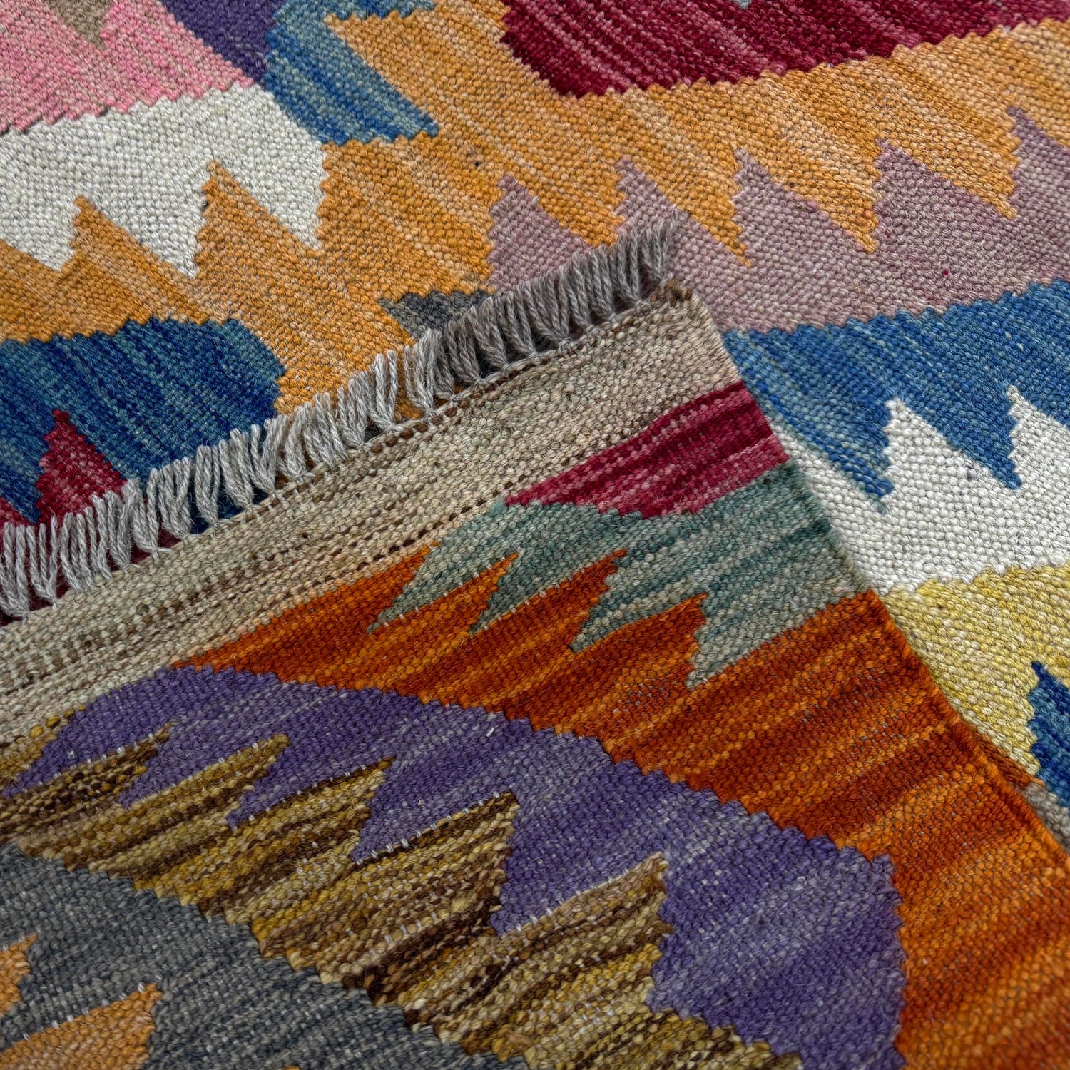 Handmade Turkish Design Wool Kilim 4' 2" x 6' 0" ft / 127 x 184 cm - No. Y39493