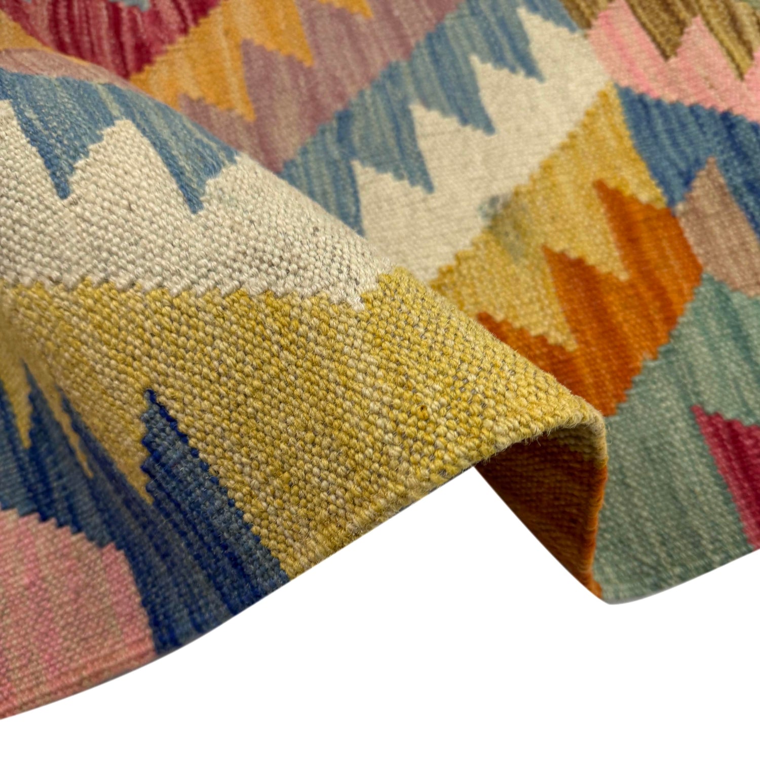Handmade Turkish Design Wool Kilim 4' 2" x 6' 0" ft / 127 x 184 cm - No. Y39493