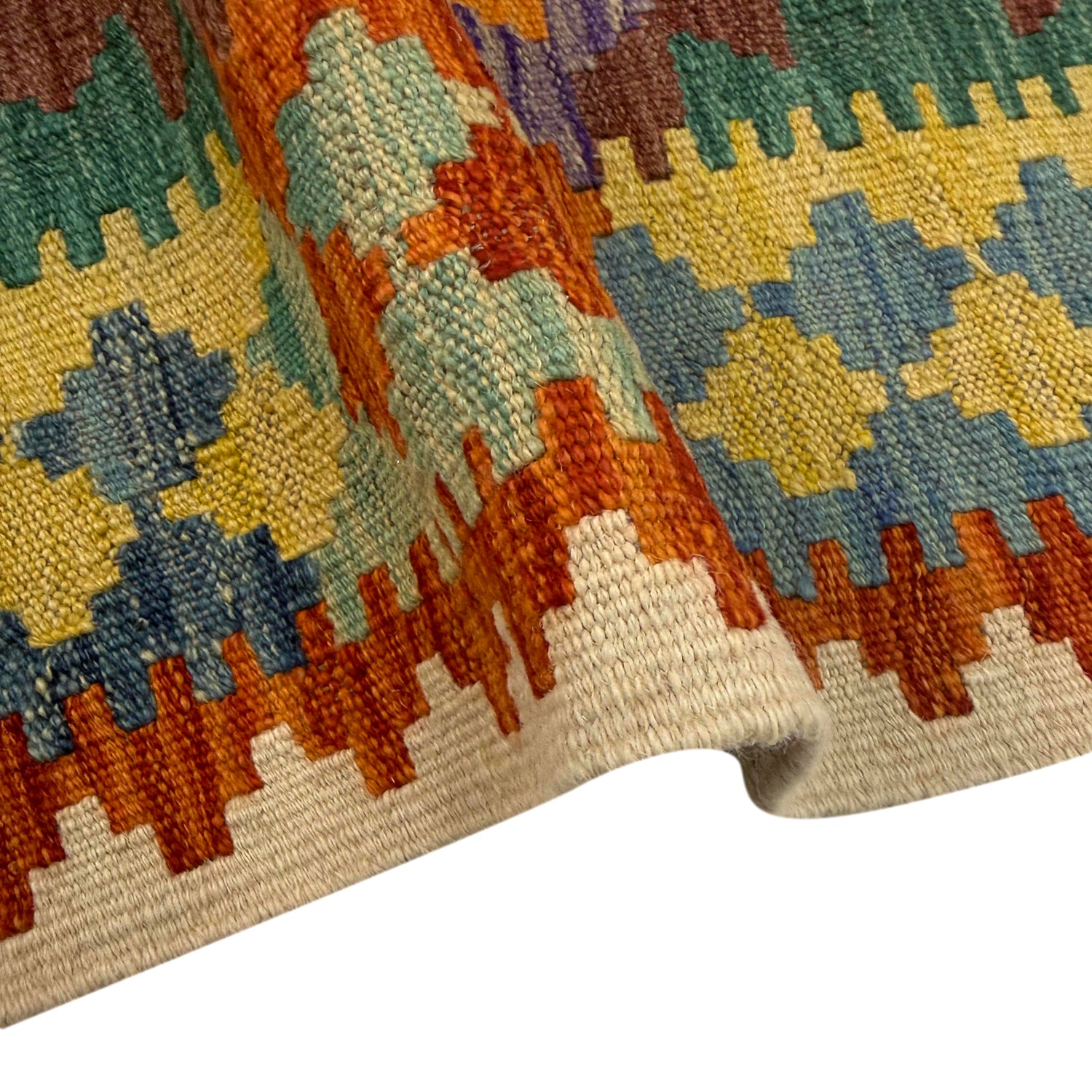 Handmade Afghan Vegetable Kilim 4' 2" x 6' 0" ft / 126 x 184 cm - No. Y39500