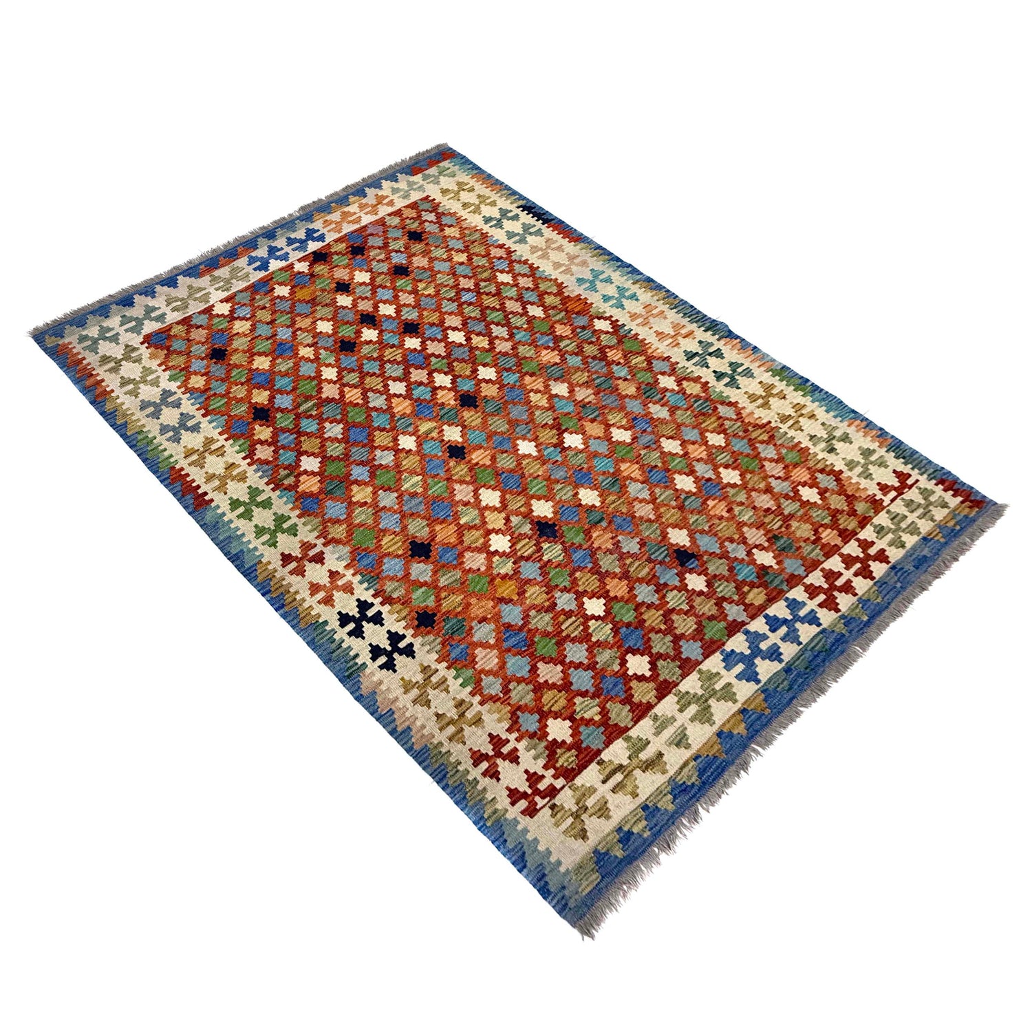 Handmade Turkish Design Wool Kilim 5' 10" x 8' 1" ft / 179 x 246 cm - No. Y39501