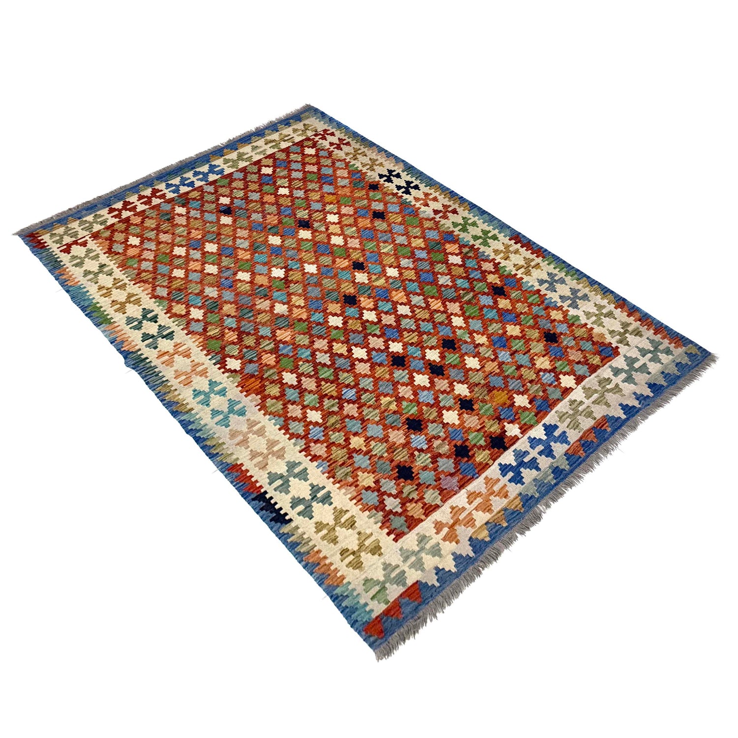 Handmade Turkish Design Wool Kilim 5' 10" x 8' 1" ft / 179 x 246 cm - No. Y39501