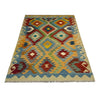 Hand Made Afghan Kilim 4' 2" x 5' 10" ft / 126 x 177 cm - No. Y39503