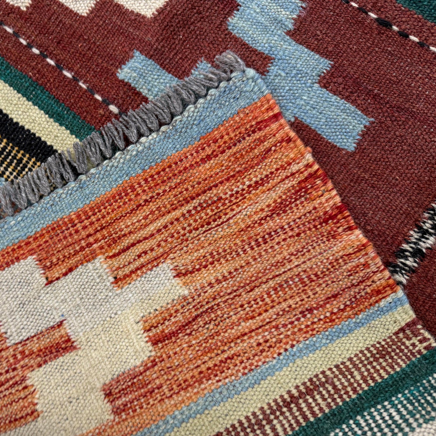 Handmade Afghan Vegetable Kilim 5' 11" x 7' 9" ft / 180 x 237 cm - No. Y39504
