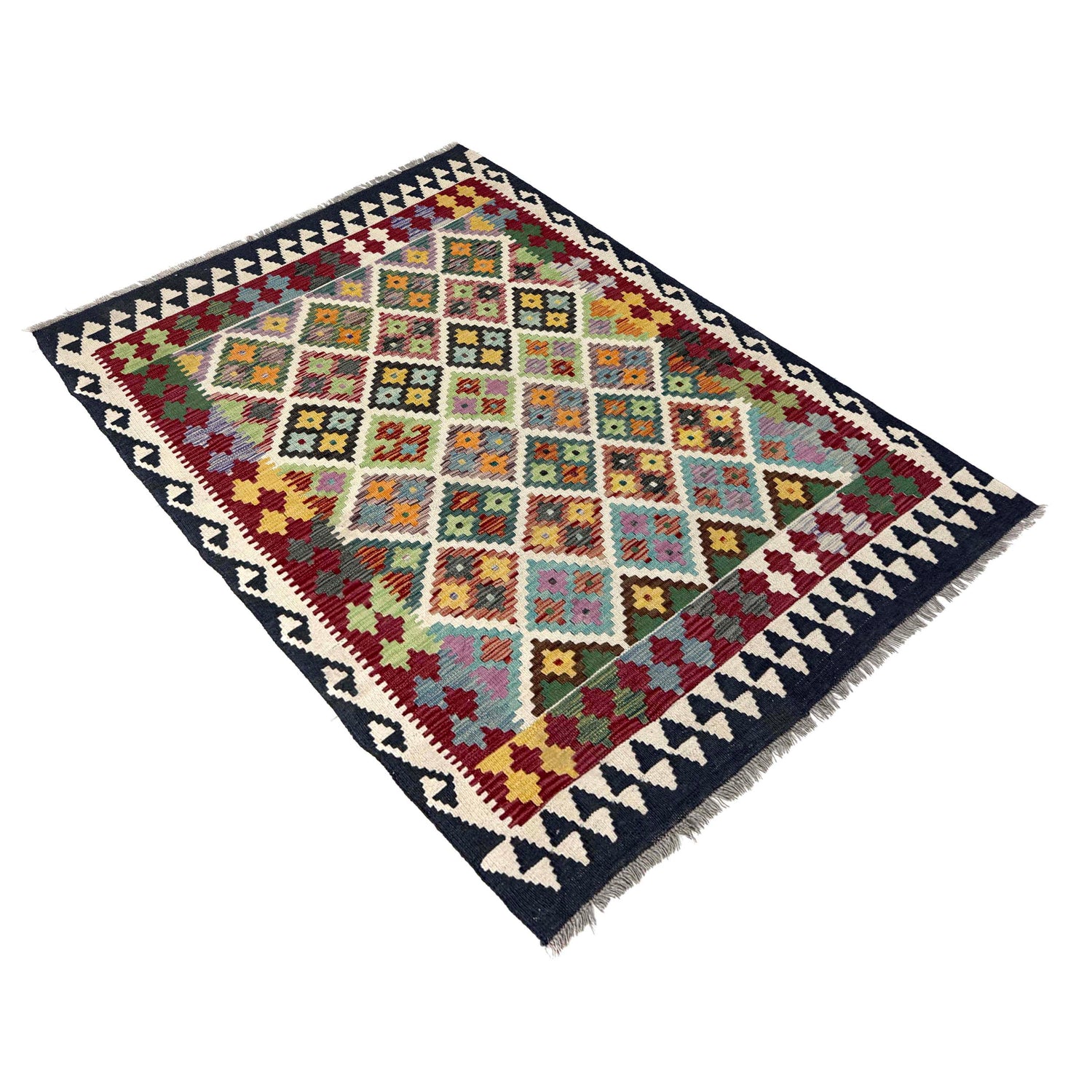 Handmade Vegetable Kelim 4' 6" x 5' 8" ft / 138 x 172 cm - No. Y39506