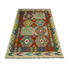 Multi Color ful Flat-Weave Wool Kilim 4' 0" x 6' 6" ft / 123 x 198 cm - No. Y39507