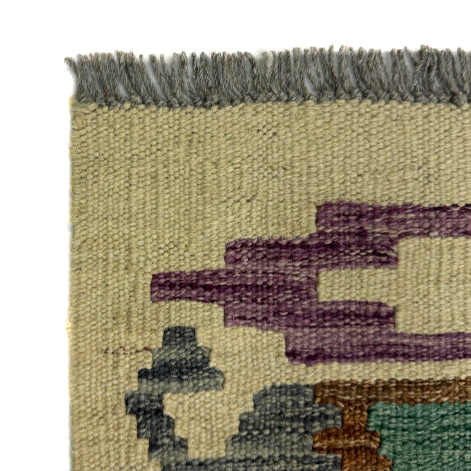 Multi Color ful Flat-Weave Wool Kilim 4' 0" x 6' 6" ft / 123 x 198 cm - No. Y39507
