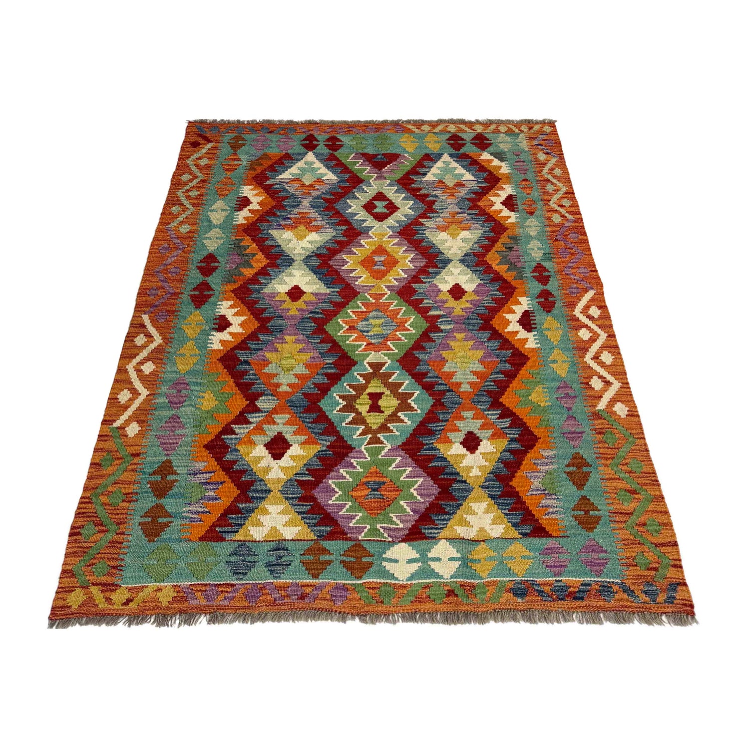 Handmade Vegetable Kilim 4' 4" x 6' 2" ft / 131 x 188 cm - No. Y39508