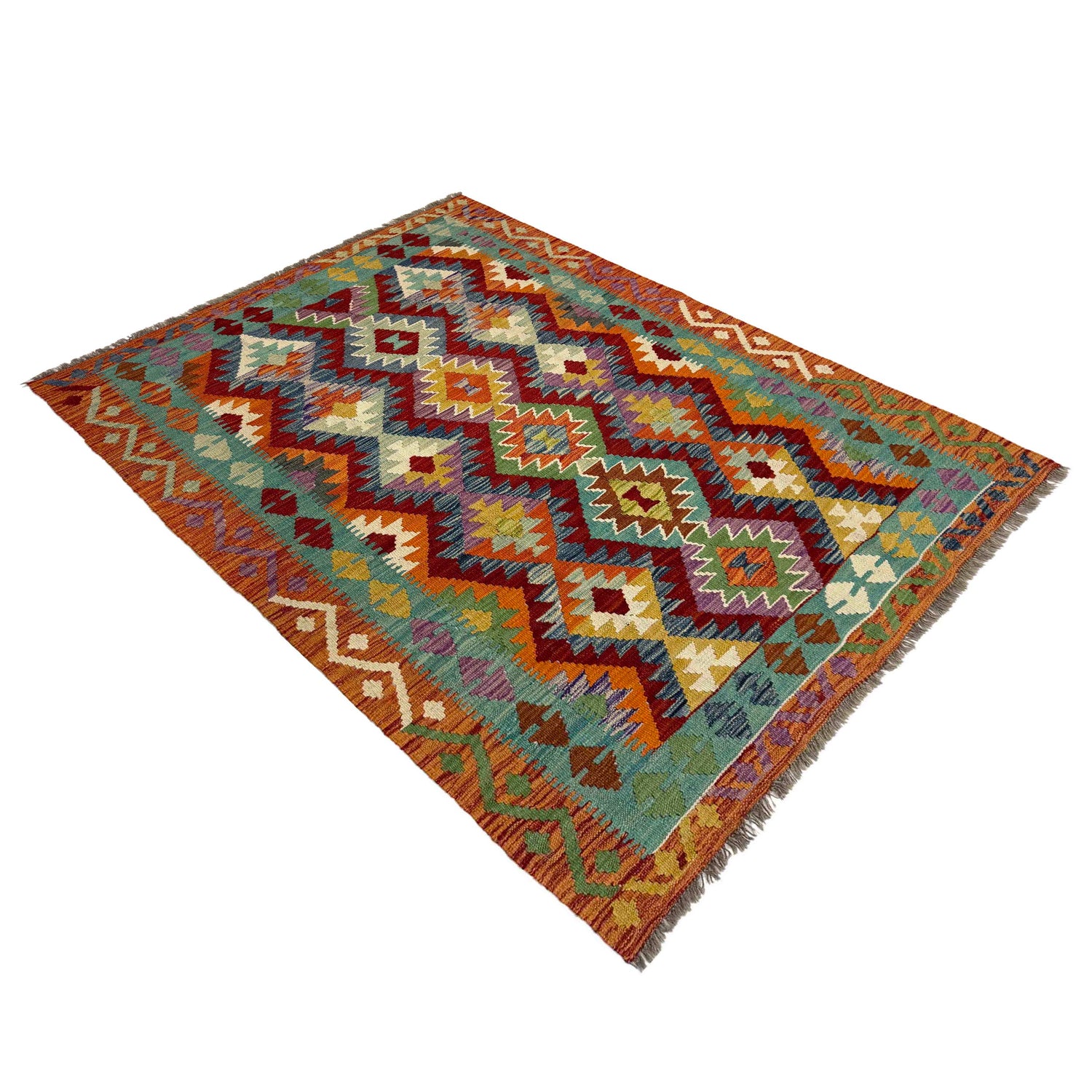 Handmade Vegetable Kilim 4' 4" x 6' 2" ft / 131 x 188 cm - No. Y39508