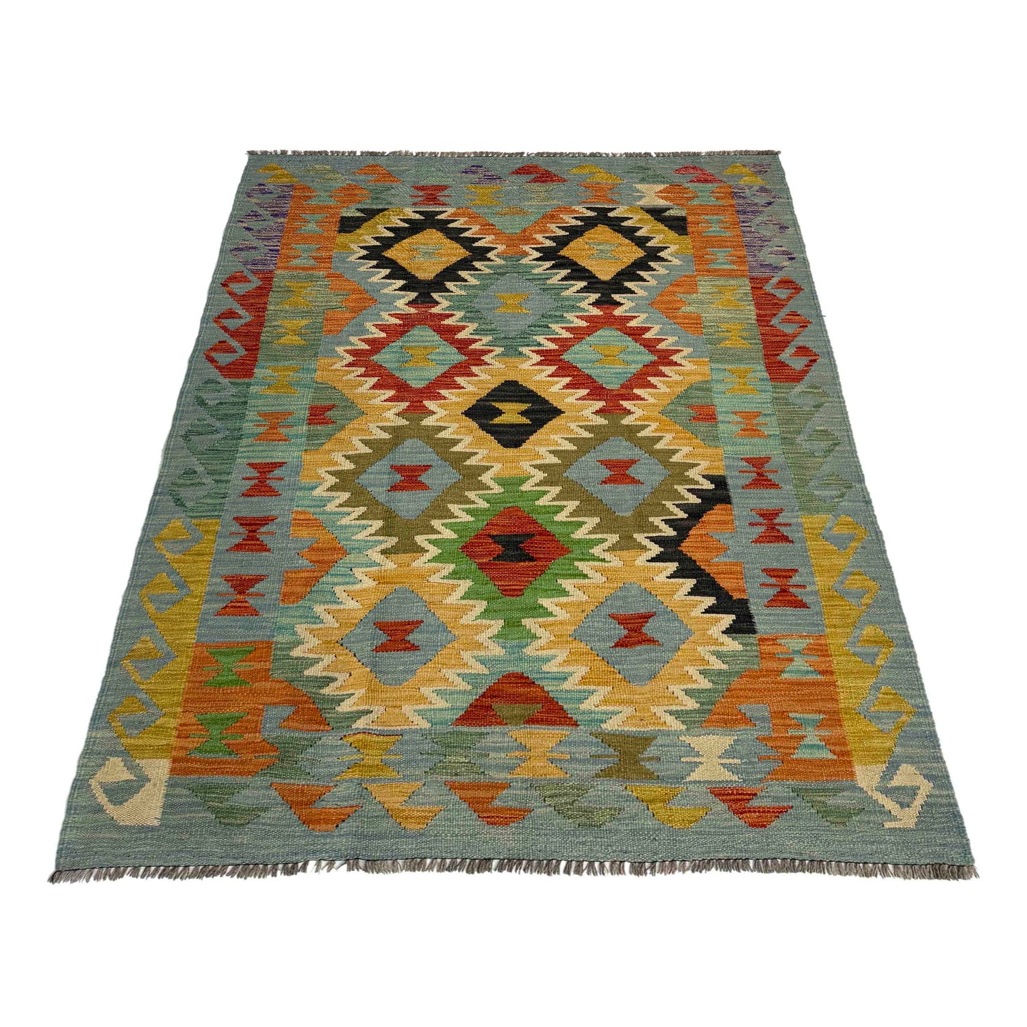 Handmade Vegetable Kelim 4' 0" x 6' 6" ft / 122 x 199 cm - No. Y39511