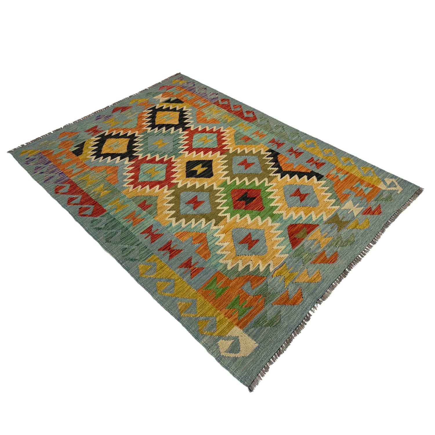 Handmade Vegetable Kelim 4' 0" x 6' 6" ft / 122 x 199 cm - No. Y39511