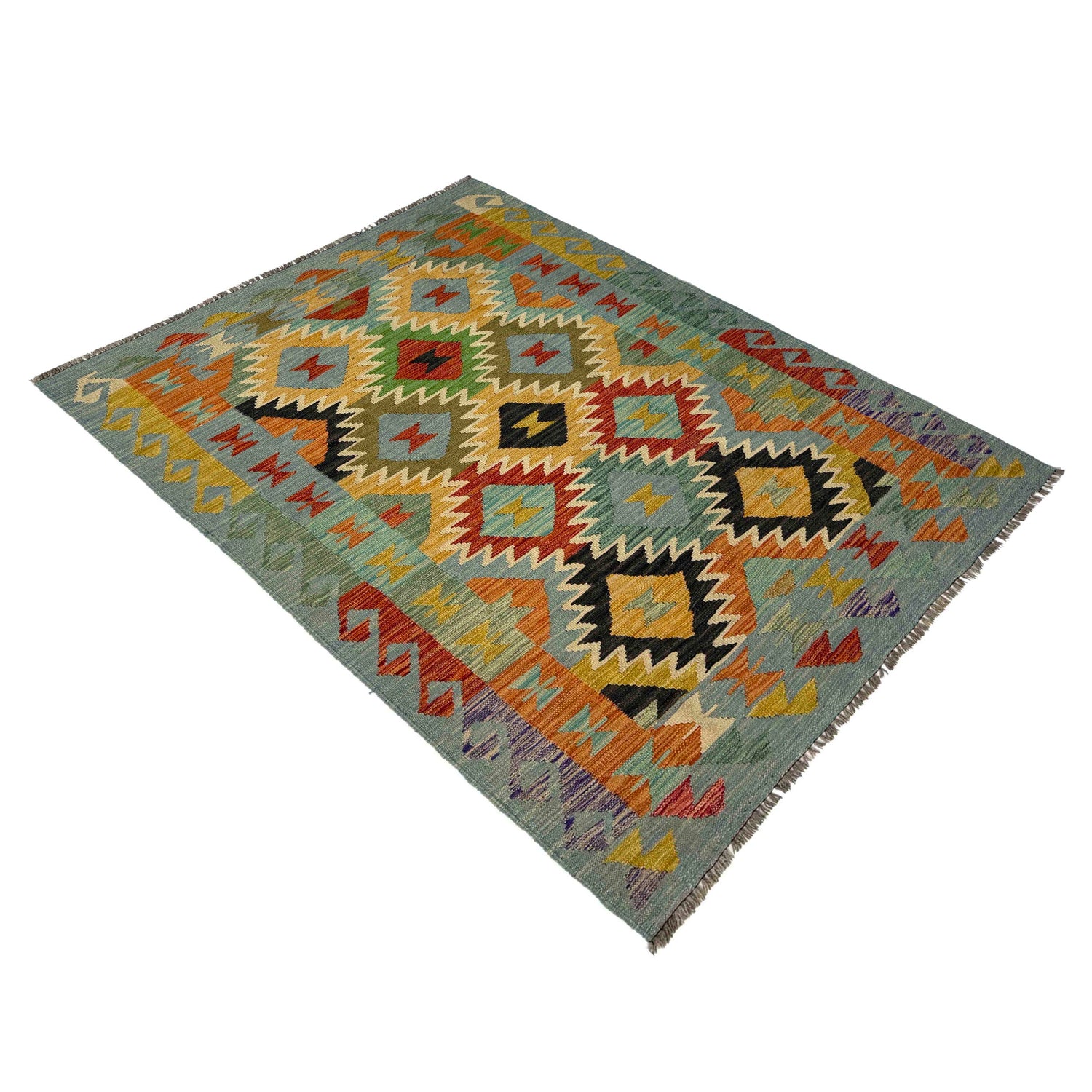 Handmade Vegetable Kelim 4' 0" x 6' 6" ft / 122 x 199 cm - No. Y39511
