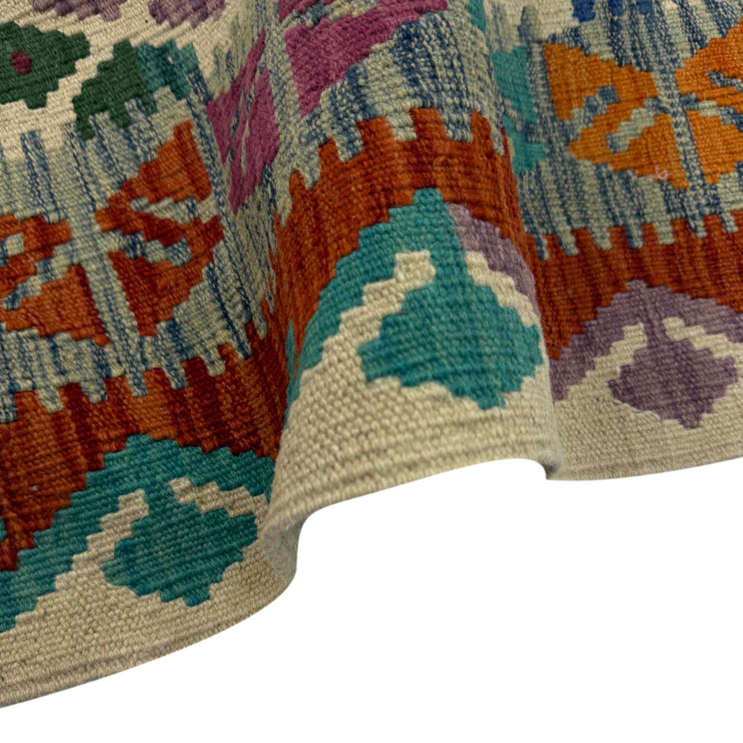 Hand Knotted Afghan Style Kilim 4' 2" x 6' 0" ft / 127 x 183 cm - No. Y39512