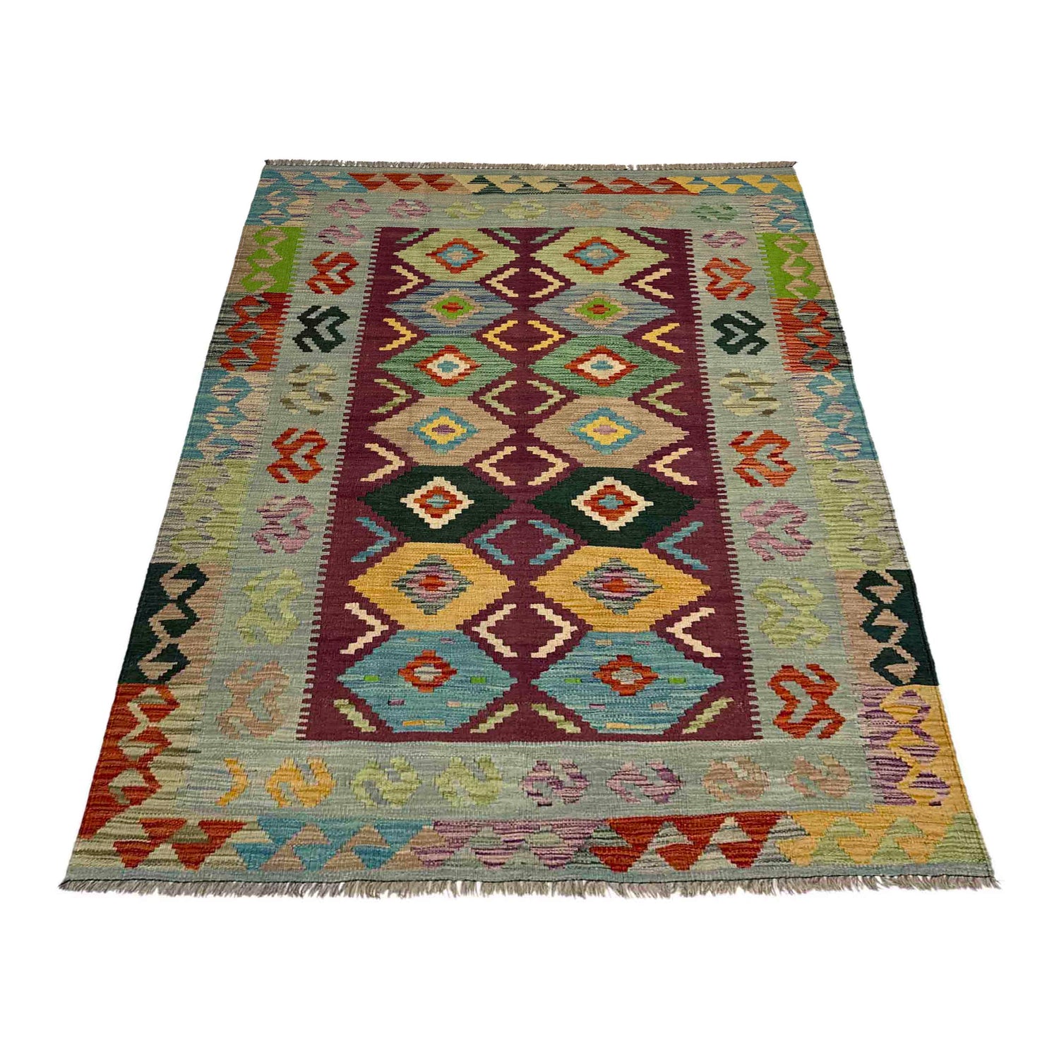 Handmade Turkish Design Wool Kilim 3' 10" x 5' 9" ft / 117 x 175 cm - No. Y39514