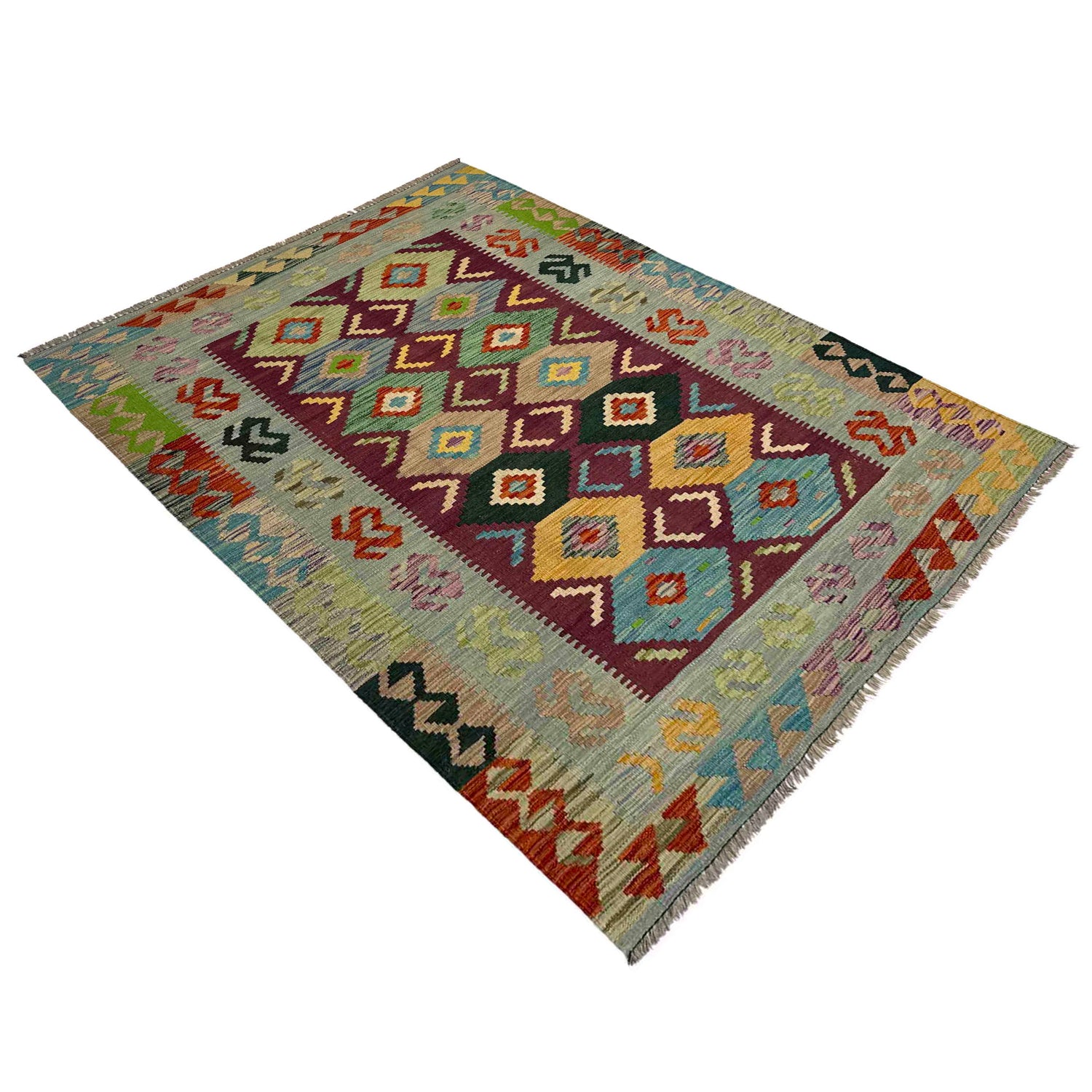 Handmade Turkish Design Wool Kilim 3' 10" x 5' 9" ft / 117 x 175 cm - No. Y39514