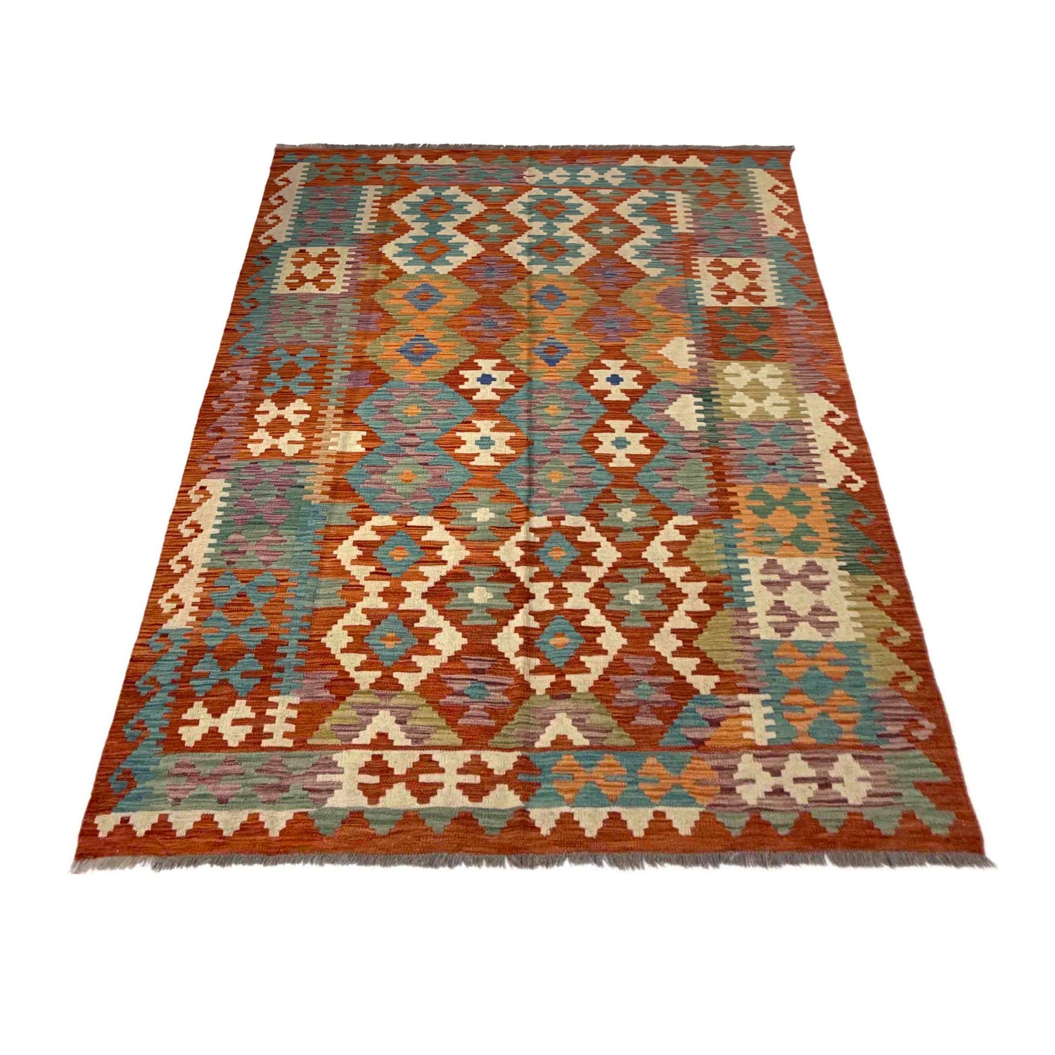 Handmade Vegetable Kelim 5' 6" x 7' 10" ft / 168 x 240 cm - No. Y39515