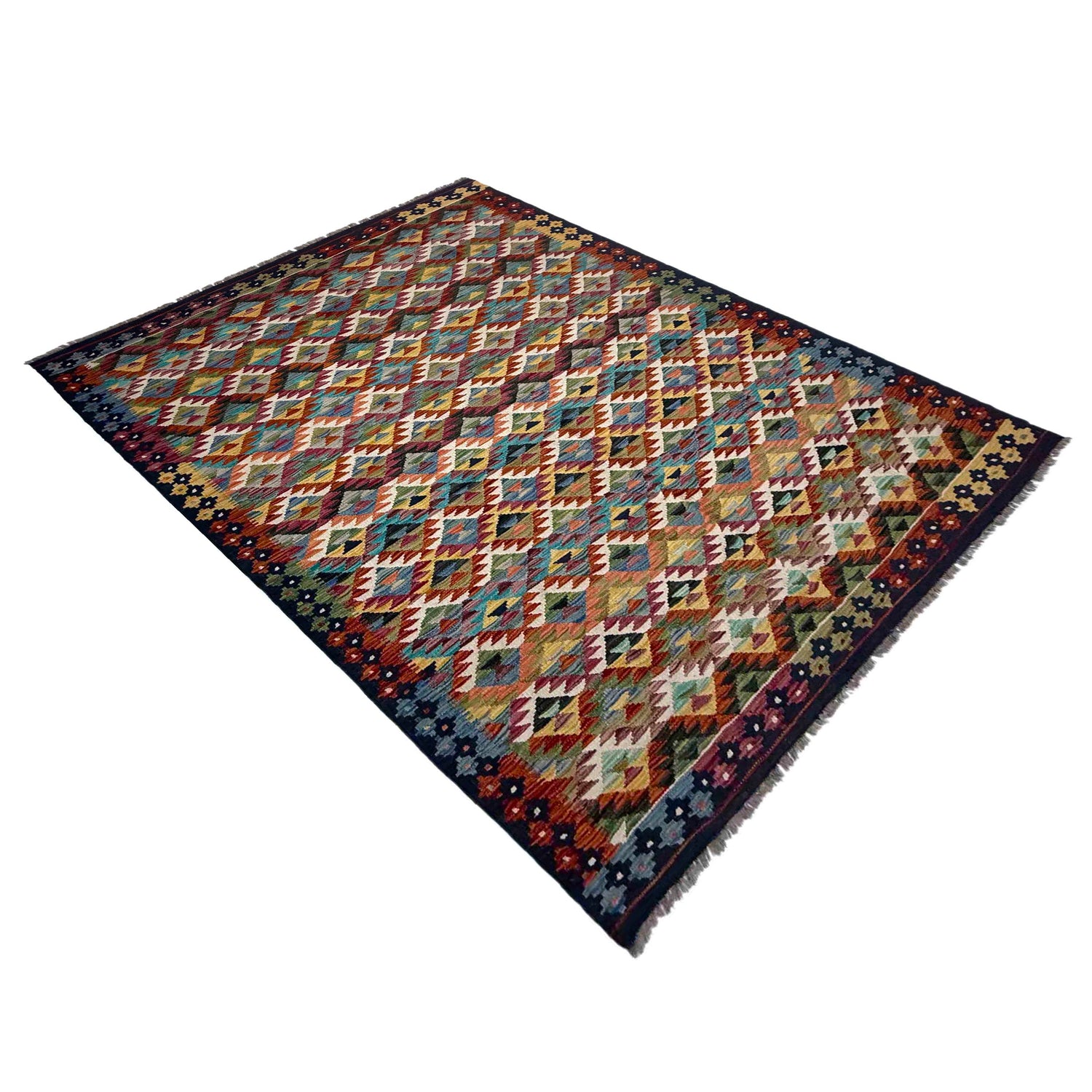 Hand Woven Wool Kelim 5' 10" x 8' 2" ft / 178 x 250 cm - No. Y39517