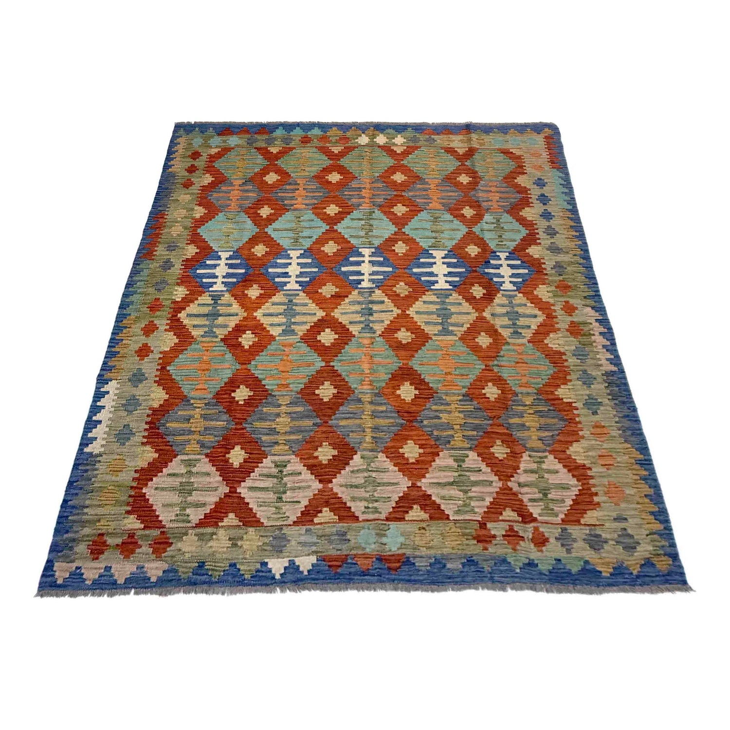Handmade Turkish Design Wool Kilim 5' 8" x 7' 8" ft / 173 x 234 cm - No. Y39518
