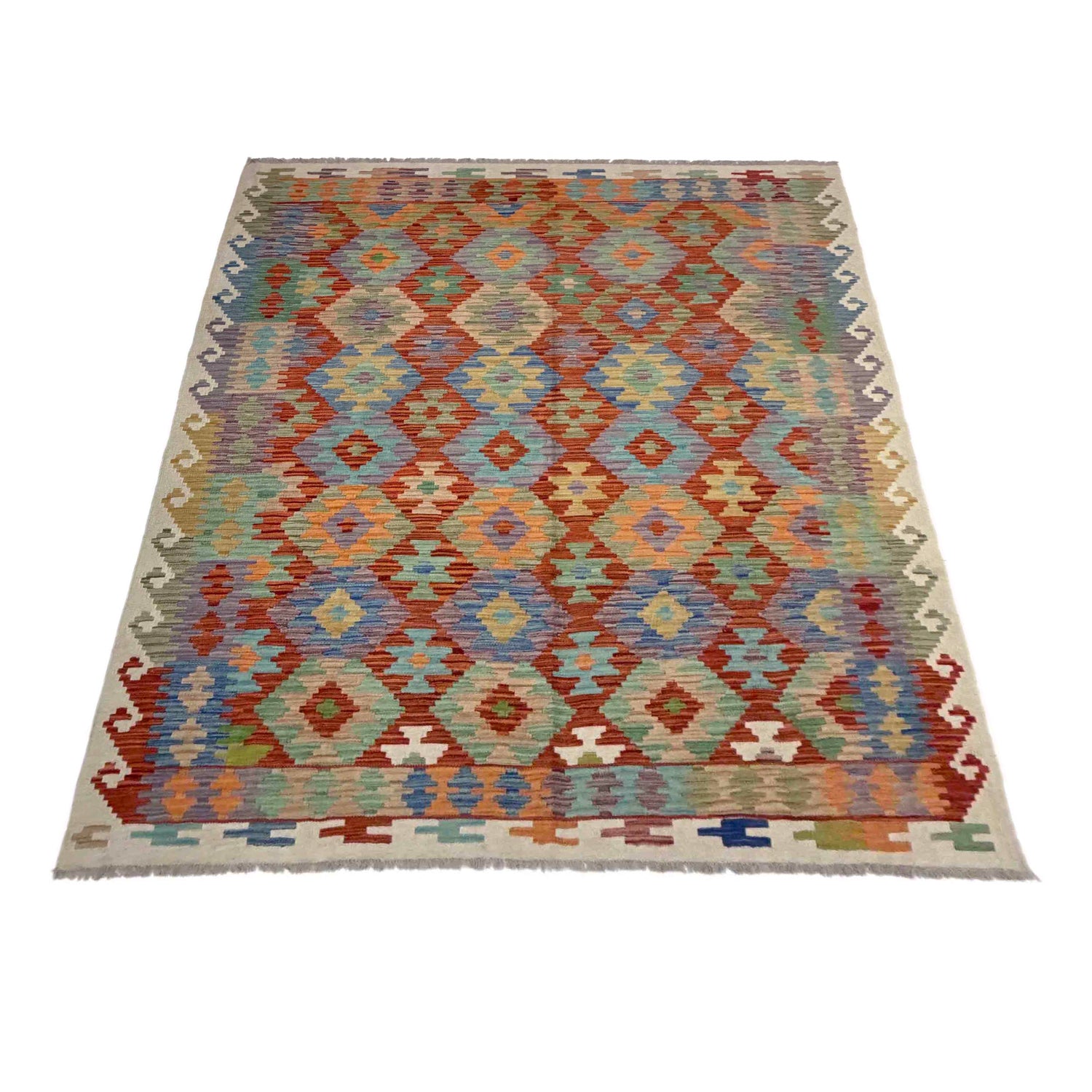Hand Knotted Flatweave Kilim 5' 11" x 8' 1" ft / 180 x 246 cm - No. Y39520