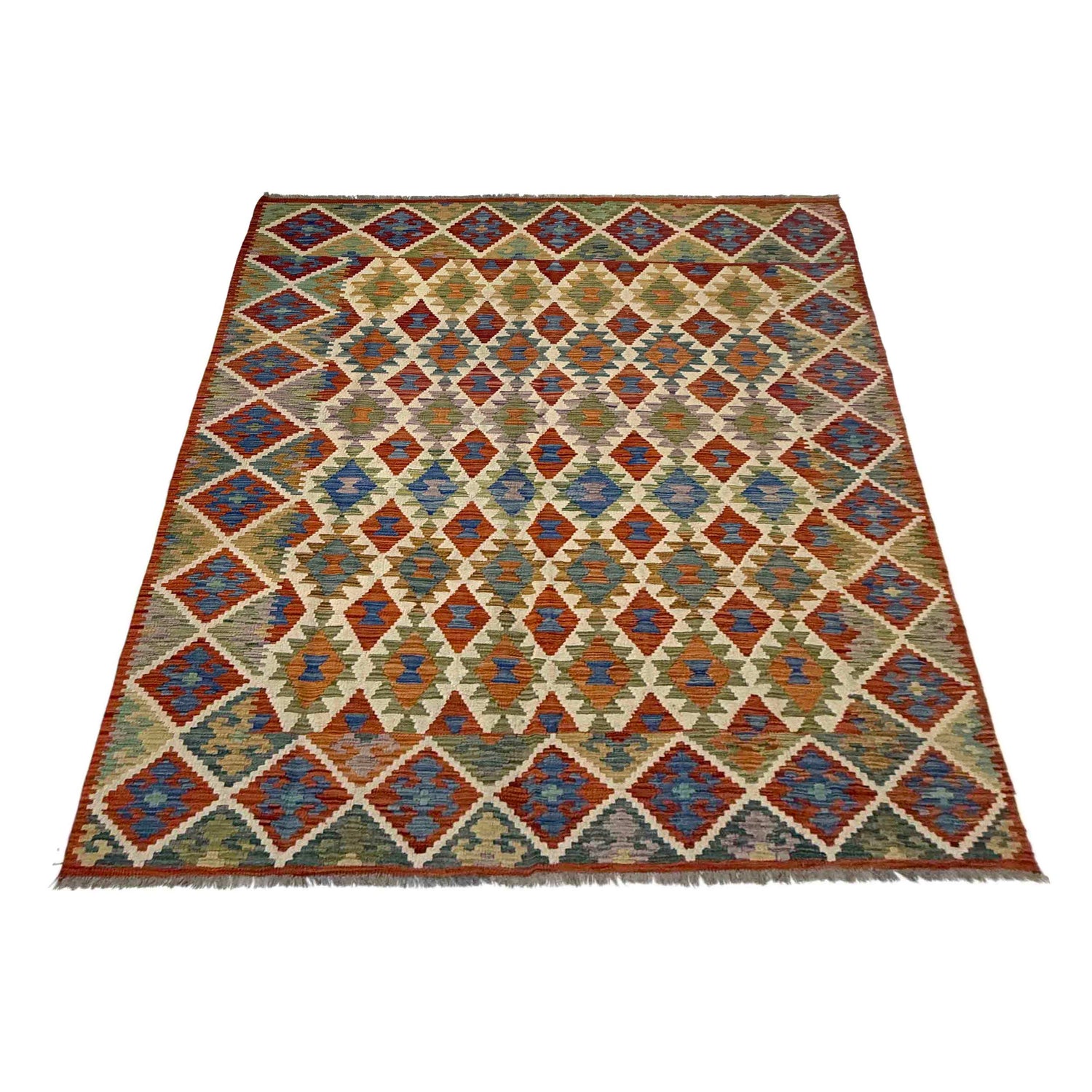 Handmade Afghan Vegetable Kilim 5' 9" x 8' 2" ft / 176 x 248 cm - No. Y39522