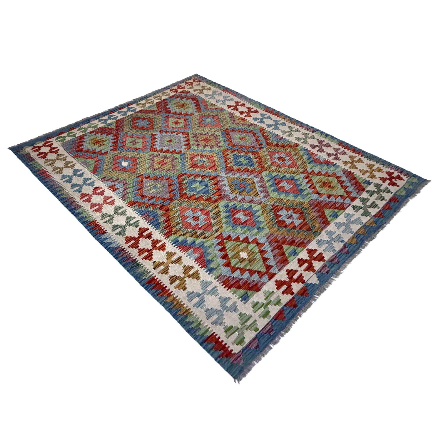 Hand Made Afghan Kilim 5' 10" x 8' 1" ft / 178 x 246 cm - No. Y39523
