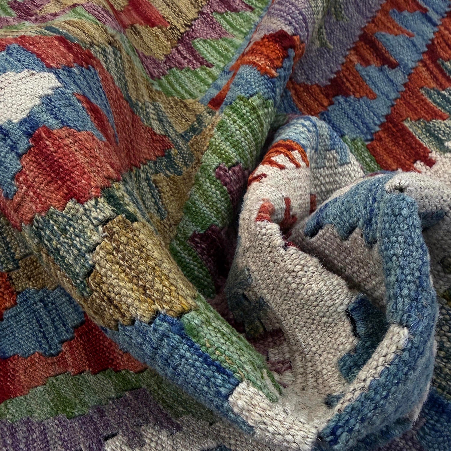 Hand Made Afghan Kilim 5' 10" x 8' 1" ft / 178 x 246 cm - No. Y39523
