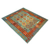 Multi Color ful Flat-Weave Wool Kilim 5' 7" x 7' 11" ft / 171 x 241 cm - No. Y39524