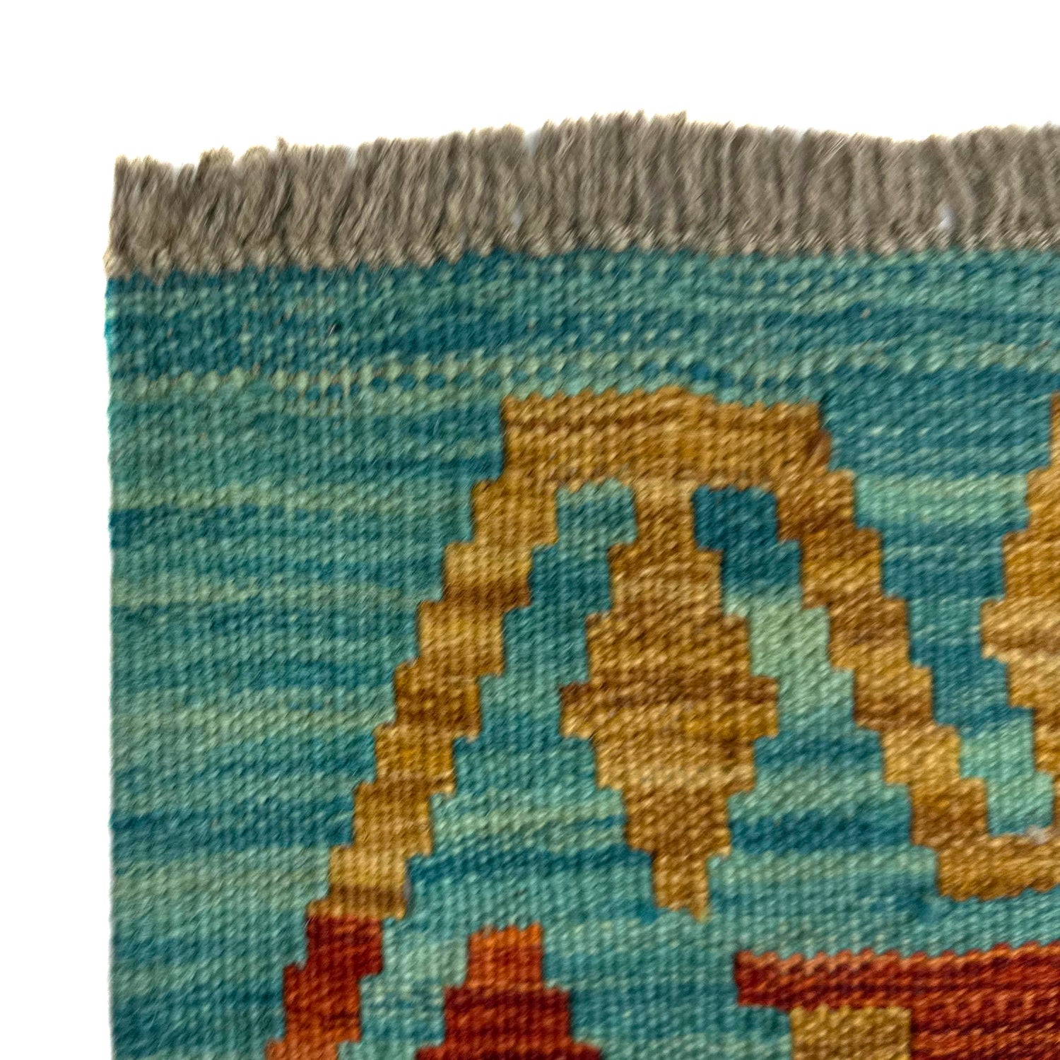 Multi Color ful Flat-Weave Wool Kilim 5' 7" x 7' 11" ft / 171 x 241 cm - No. Y39524