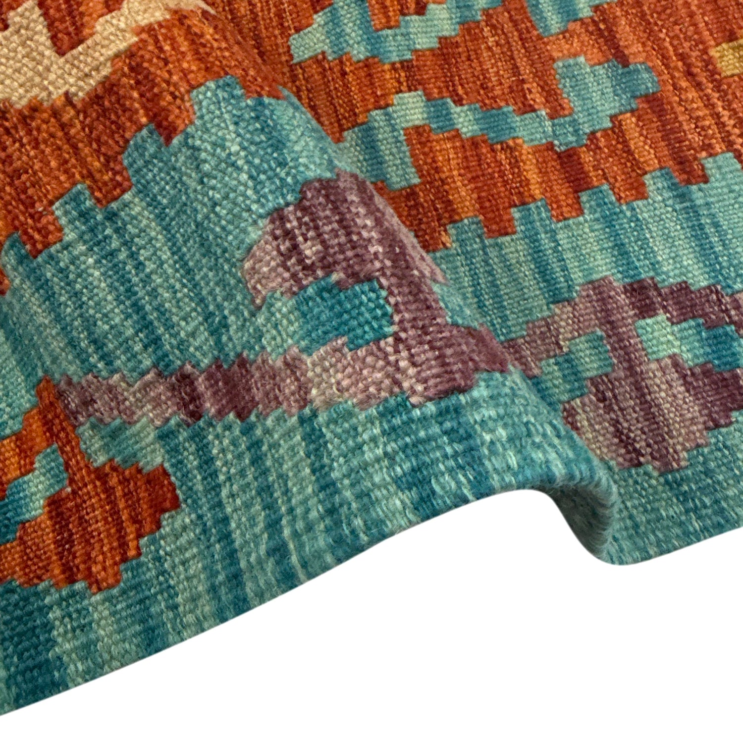 Multi Color ful Flat-Weave Wool Kilim 5' 7" x 7' 11" ft / 171 x 241 cm - No. Y39524