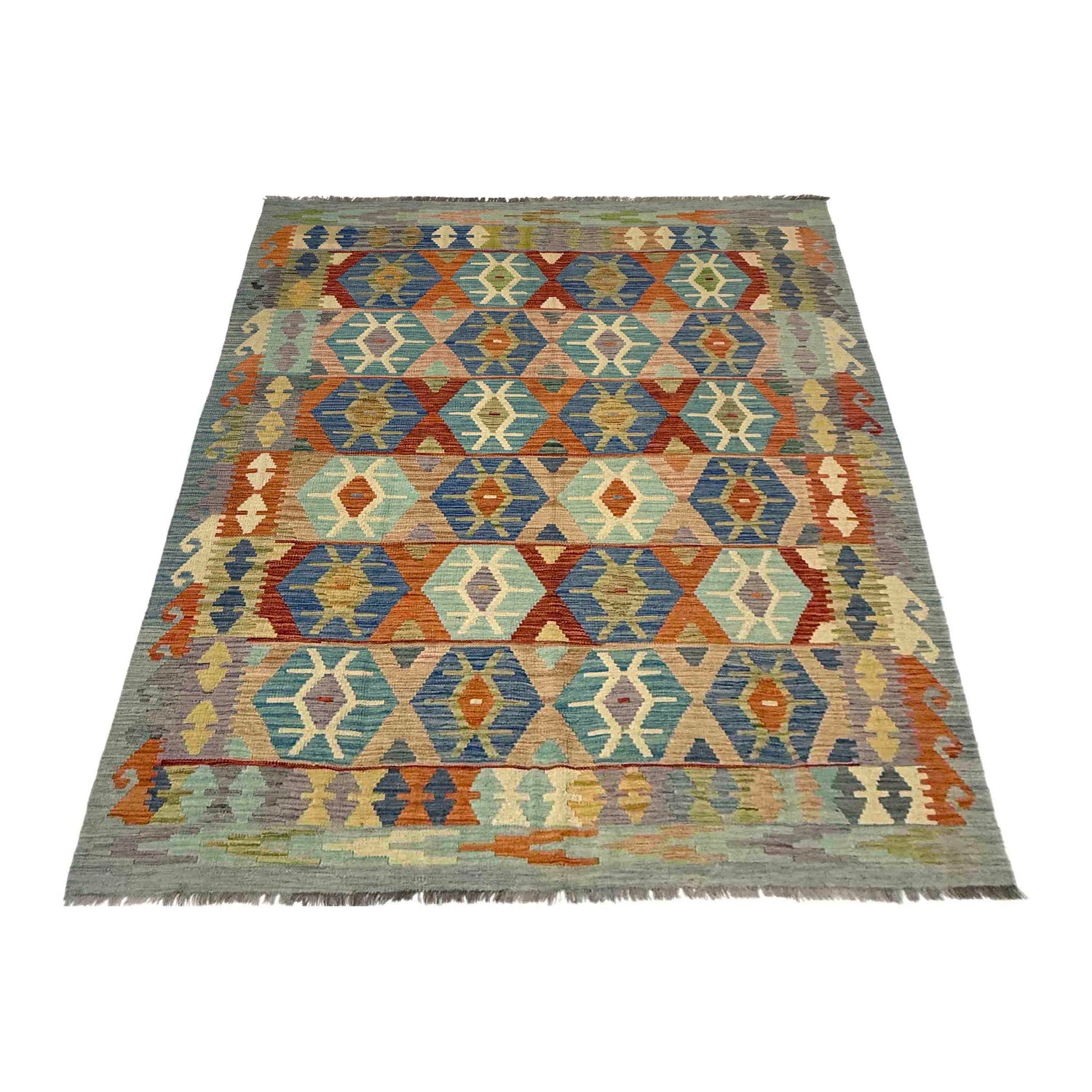Handmade Vegetable Kilim 5' 10" x 8' 2" ft / 178 x 250 cm - No. Y39525