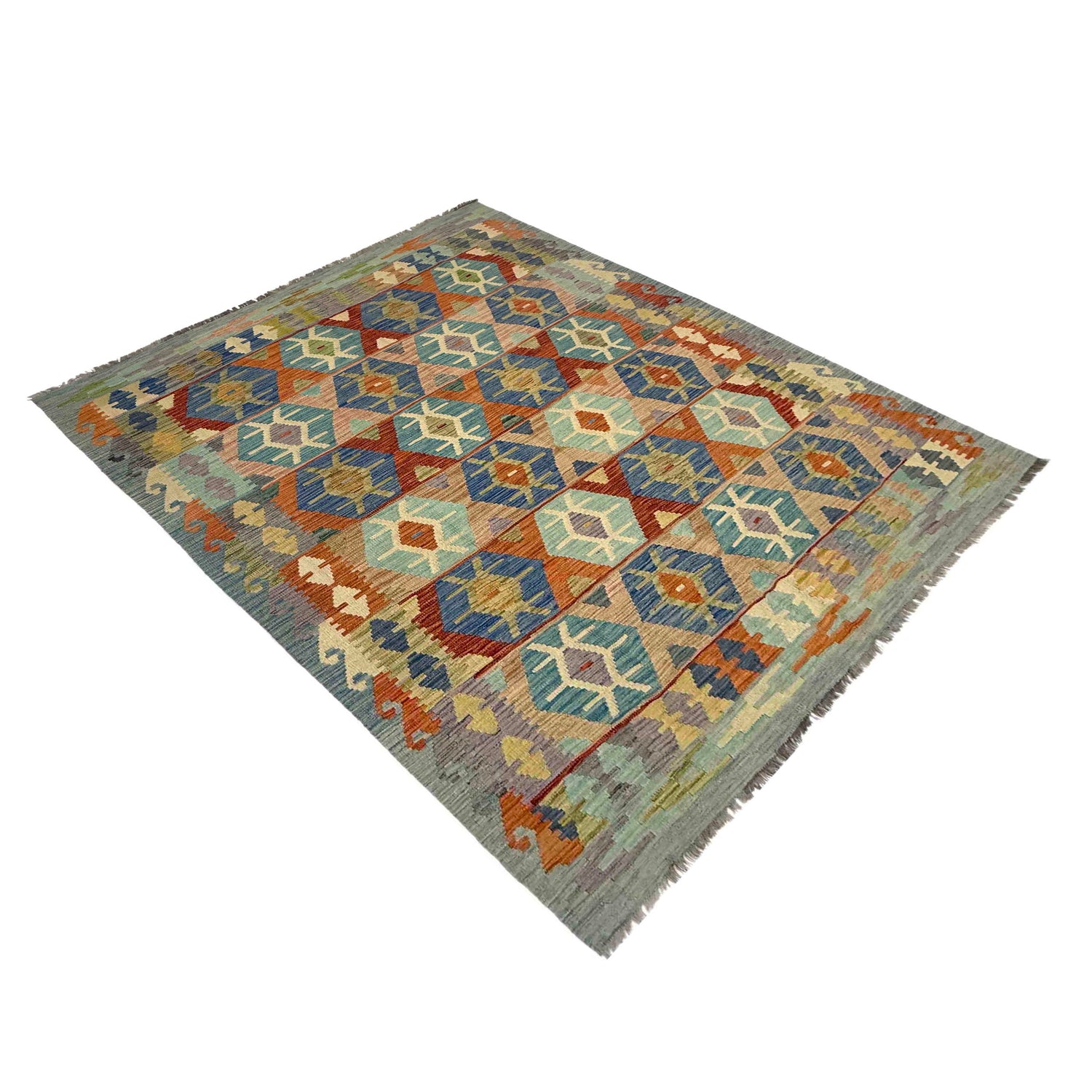 Handmade Vegetable Kilim 5' 10" x 8' 2" ft / 178 x 250 cm - No. Y39525