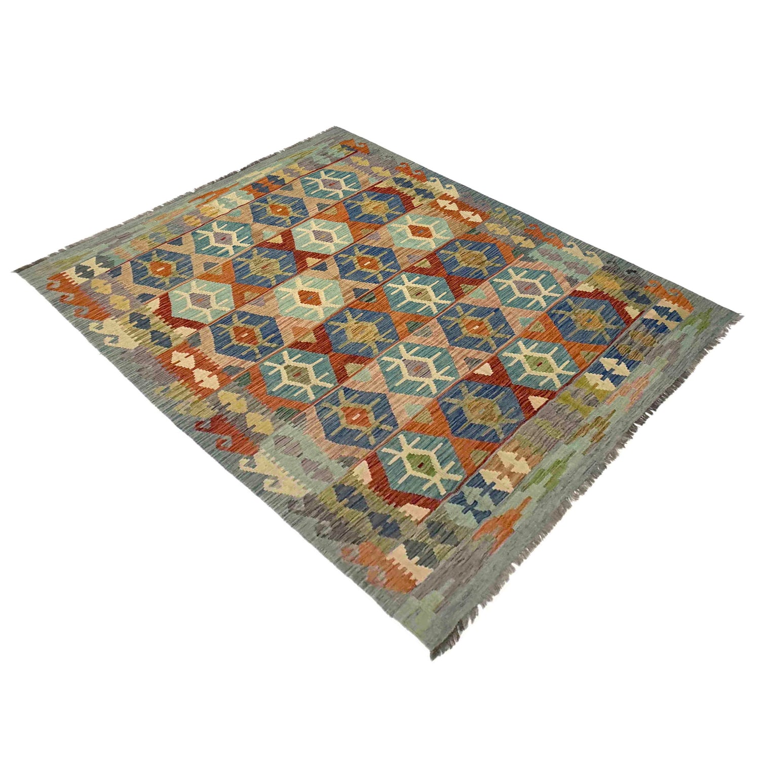 Handmade Vegetable Kilim 5' 10" x 8' 2" ft / 178 x 250 cm - No. Y39525