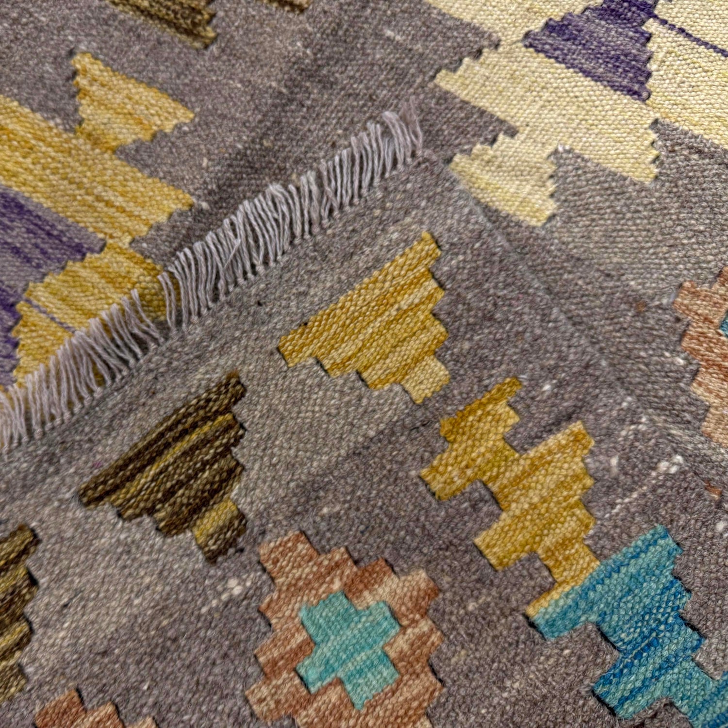 Hand Knotted Afghan Style Kilim 5' 11" x 8' 1" ft / 181 x 246 cm - No. Y39527